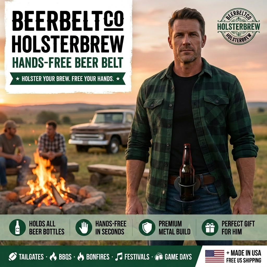 BeerBeltCo™ HolsterBrew™ - Hands-Free Beer Belt Holder