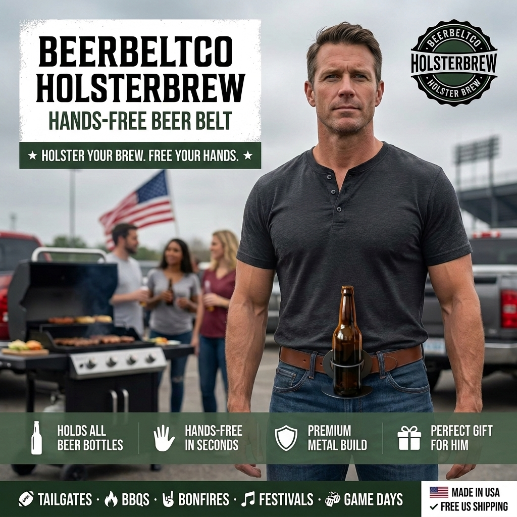 BeerBeltCo™ HolsterBrew™ - Hands-Free Beer Belt Holder